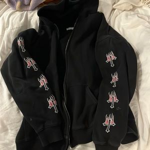 Danielle guizio zip graphic hoodie